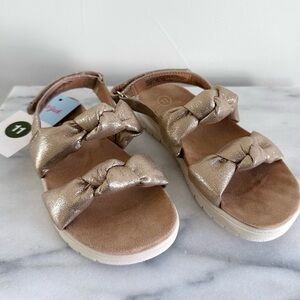 Cat & Jack Gold Knotted Velcro Sandals, Size 11, Brand New